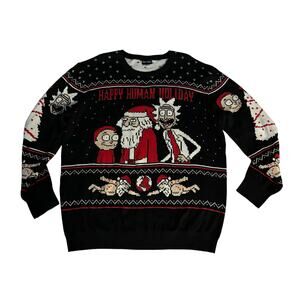 Rick and Morty Adult Swim Size 3X Ugly Christmas Sweater Novelty Naked Santa